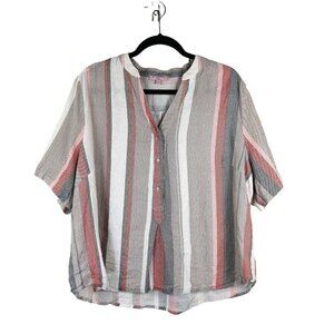 Saints Tropez West Casual Linen Blend Striped Shirt 2X